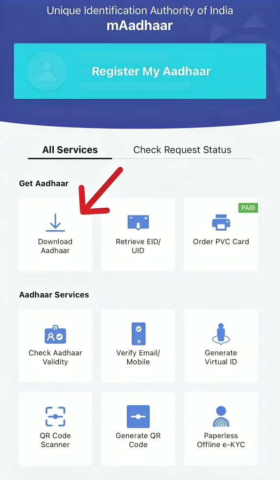 2.Via mAadhaar App