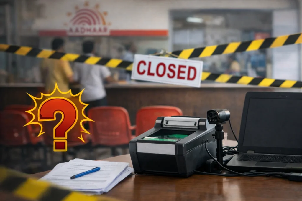 Aadhaar Centre Shows Open but No Biometric Kit