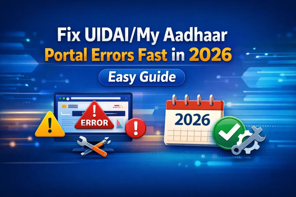Fix UIDAI/My Aadhaar Portal Errors Fast in 2026 – Easy Guide
