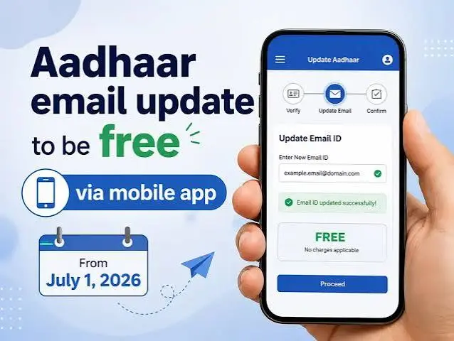 Free Aadhaar Email Update Through App From July 2026